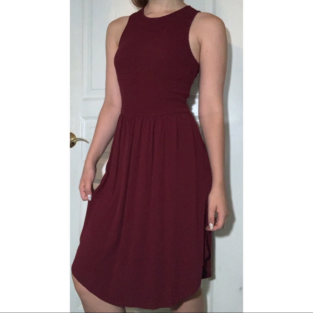 Maroon Midi Dress